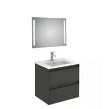 Ambra 24" Wall Mounted Single Basin Vanity Set with Cabinet, Ceramic Vanity Top, and Lighted Mirror