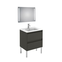 Ambra 24" Free Standing Single Basin Vanity Set with Cabinet, Ceramic Vanity Top, and Lighted Mirror