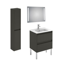 Ambra 24" Free Standing Single Basin Vanity Set with Cabinet, Ceramic Vanity Top, and Lighted Mirror