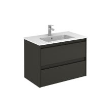 Ambra 32" Wall Mounted Single Basin Vanity Set with Cabinet and Ceramic Vanity Top