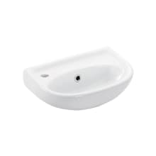 Basic 15-1/2" Oval Ceramic Wall Mounted Bathroom Sink with Single Faucet Hole and Overflow