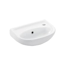 Basic 15-1/2" Oval Ceramic Wall Mounted Bathroom Sink with Single Faucet Hole and Overflow