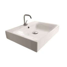 Cento 19-11/16" Rectangular Ceramic Wall Mounted or Vessel Bathroom Sink with Overflow and 1 Faucet Hole