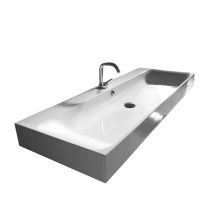 47-3/16" Ceramic Wall Mounted / Vessel Bathroom Sink With 1 Hole Drilled and Overflow