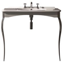 39-1/2" Ceramic Wall Mounted Bathroom Console with 1 or 3 Holes Drilled and Metal Legs