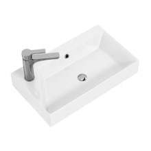 Energy 21-11/16" Rectangular Ceramic Wall Mounted or Vessel Bathroom Sink with Overflow and 1 Faucet Hole