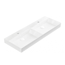 Energy 47-3/16" Rectangular Ceramic Vessel or Wall Mounted Bathroom Sink with Overflow and Single Faucet Hole