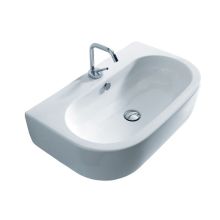 27-5/8" Ceramic Wall Mounted / Vessel Bathroom Sink With 1 Hole Drilled and Overflow