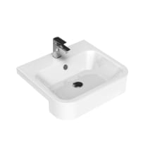 Fly 21-7/8" Rectangular Ceramic Semi-Recessed Bathroom Sink with Overflow and Single Faucet Hole