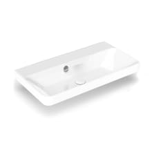 Luxury 27-5/8" Rectangular Ceramic Drop In or Wall Mounted Bathroom Sink with Overflow