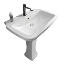 29-1/2" Ceramic Pedestal Bathroom Sink with Single Faucet Hole and Overflow