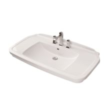 39-7/16" Ceramic Wall Mounted / Vessel Bathroom Sink With 3 Holes Drilled and Overflow