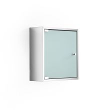15.7" Single Door Frosted Glass Medicine Cabinet with One Glass Shelf from the Linea Collection