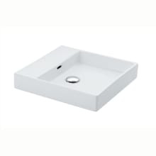 Plain 18" Square Ceramic Wall Mounted or Vessel Bathroom Sink with Overflow