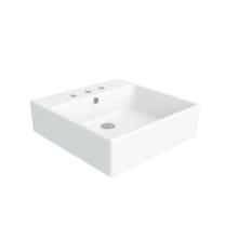 Simple Ceramic White 19-7/10" Vessel or Wall Mounted Bathroom Sink with Three Faucet Holes - Includes Overflow
