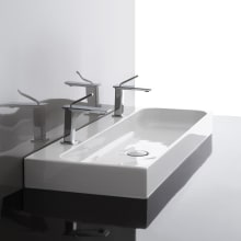 Unit 47-2/5" Rectangular Ceramic Wall Mounted or Vessel Bathroom Sink with 2 Faucet Holes