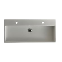Unlimited 39.4"L Ceramic Wall Mounted / Vessel Sink with Two Faucet Holes - Includes Overflow