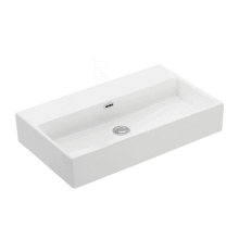 Quattro 27-5/8" Rectangular Ceramic Vessel or Wall Mounted Bathroom Sink with Overflow