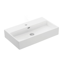 Quattro 27-5/8" Rectangular Ceramic Vessel or Wall Mounted Bathroom Sink with Overflow and Single Faucet Hole
