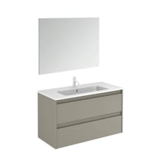 Ambra 40" Wall Mounted Single Basin Vanity Set with Cabinet, Ceramic Vanity Top, and Mirror