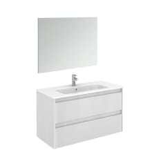 Ambra 40" Wall Mounted Single Basin Vanity Set with Cabinet, Ceramic Vanity Top, and Mirror