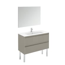 Ambra 40" Free Standing Single Basin Vanity Set with Cabinet, Ceramic Vanity Top, and Mirror