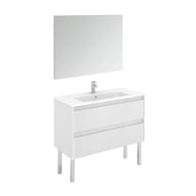 Ambra 40" Free Standing Single Basin Vanity Set with Cabinet, Ceramic Vanity Top, and Mirror