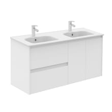 Ambra 48" Wall Mounted Double Basin Vanity Set with Cabinet and Ceramic Vanity Top