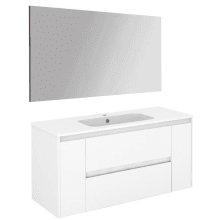 Ambra 48" Wall Mounted Single Basin Vanity Set with Cabinet, Ceramic Vanity Top, and Mirror