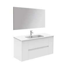 Ambra 48" Wall Mounted Single Basin Vanity Set with Cabinet, Ceramic Vanity Top, and Mirror