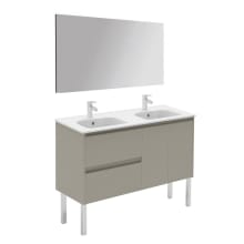 Ambra 48" Free Standing Double Basin Vanity Set with Cabinet, Ceramic Vanity Top, and Mirror