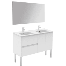 Ambra 48" Free Standing Double Basin Vanity Set with Cabinet, Ceramic Vanity Top, and Mirror