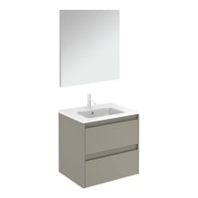 Ambra 24" Wall Mounted Single Basin Vanity Set with Cabinet, Ceramic Vanity Top, and Mirror