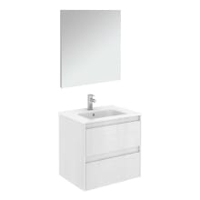 Ambra 24" Wall Mounted Single Basin Vanity Set with Cabinet, Ceramic Vanity Top, and Mirror