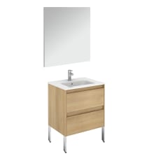 Ambra 24" Free Standing Single Basin Vanity Set with Cabinet, Ceramic Vanity Top, and Mirror