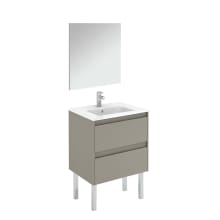 Ambra 24" Free Standing Single Basin Vanity Set with Cabinet, Ceramic Vanity Top, and Mirror