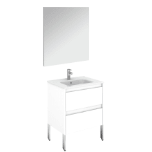 Ambra 24" Free Standing Single Basin Vanity Set with Cabinet, Ceramic Vanity Top, and Mirror