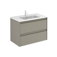 Ambra 32" Wall Mounted Single Basin Vanity Set with Cabinet and Ceramic Vanity Top