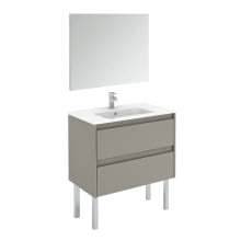 Ambra 32" Free Standing Single Basin Vanity Set with Cabinet, Ceramic Vanity Top, and Mirror