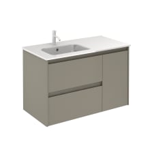 Ambra 36" Wall Mounted Single Basin Vanity Set with Cabinet and Ceramic Vanity Top