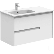Ambra 36" Wall Mounted Single Basin Vanity Set with Cabinet and Ceramic Vanity Top