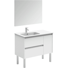 Ambra 36" Free Standing Single Basin Vanity Set with Cabinet, Ceramic Vanity Top, and Mirror