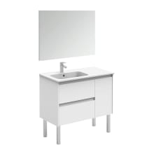 Ambra 36" Free Standing Single Basin Vanity Set with Cabinet, Ceramic Vanity Top, and Mirror