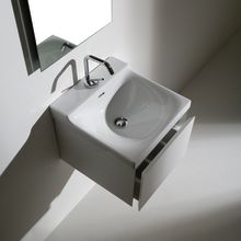 Kerasan 15-3/4" Ceramic Wall Mounted Bathroom Sink with 1 Hole Drilled and Overflow - Includes Wall Cabinet