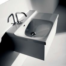 Kerasan 23-11/16" Ceramic Wall Mounted Bathroom Sink with 1 Hole Drilled and Overflow - Includes Wall Cabinet
