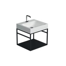 Cento 19-11/16" Rectangular Brass and Ceramic Console Bathroom Sink with Overflow and 1 Faucet Hole