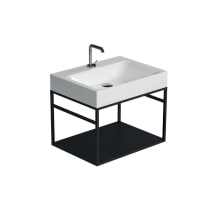 Cento 23-5/8" Rectangular Brass and Ceramic Console Bathroom Sink with Overflow and 1 Faucet Hole