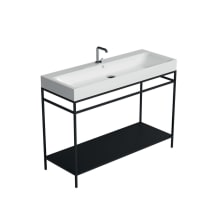 Cento 47-3/16" Rectangular Brass and Ceramic Pedestal Bathroom Sink with Overflow and 1 Faucet Hole
