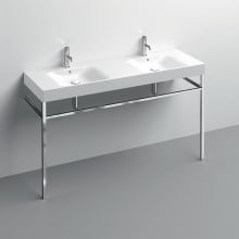 Cento 55-1/8" Rectangular Brass and Ceramic Console Double Bathroom Sink with Overflow and 1 Faucet Hole