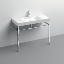 Cento 39-3/8" Rectangular Brass and Ceramic Console Bathroom Sink with Overflow and 1 Faucet Hole